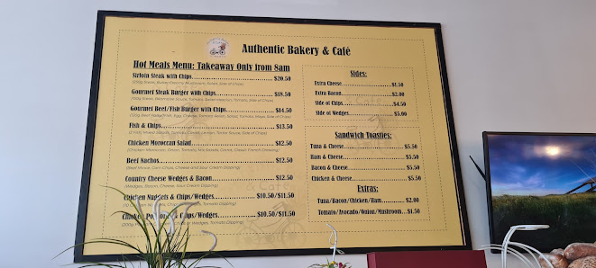 Menu board at Authentic Bakery & Cafe